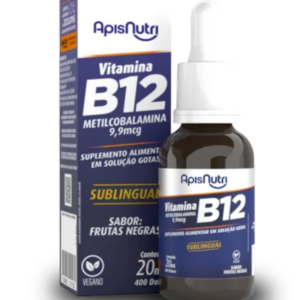 Vitamina B12 Metilcobalamina em Gotas Apisnutri – 20ml Sabor Frutas Negras (Alta Absorção)