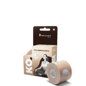 Bandagem Elástica Adesiva Kinesiológica KO Dellamed – Suporte e Estabilidade Muscular (Bege)
