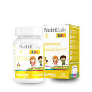 Polivitamínico Nutridaily Kids 550mg Apisnutri – 60 Comprimidos Mastigáveis para Crescimento e Imunidade