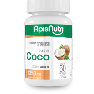 Óleo de Coco Extra Virgem 1750mg Apisnutri – 60 Cápsulas para Metabolismo e Energia