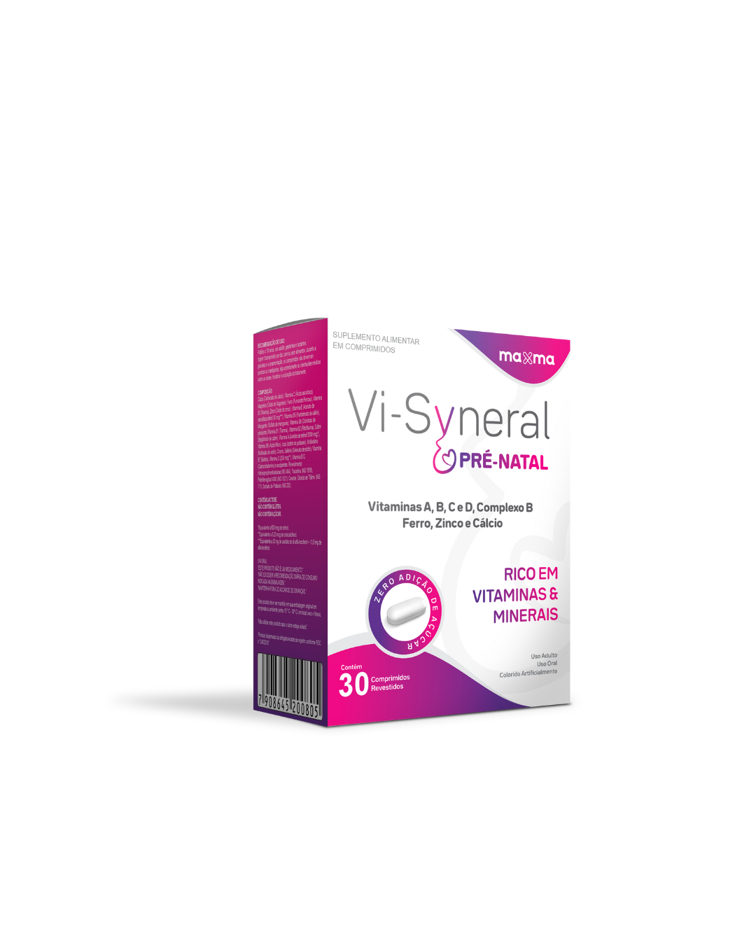 VI Syneral Pré-Natal com 60 comprimidos. Fórmula prática e segura para rotina gestacional. Entrega rápida na Viasalus.