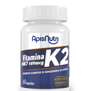 Suplemento de Vitamina K2 300mg Apisnutri – 60 Cápsulas para Fixação do Cálcio nos Ossos